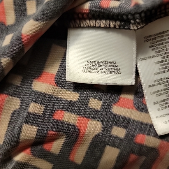 Anne Klein Size L Top Long Sleeve Elastic Cuffs Multicolor Gold Hardware Detail - Picture 7 of 12